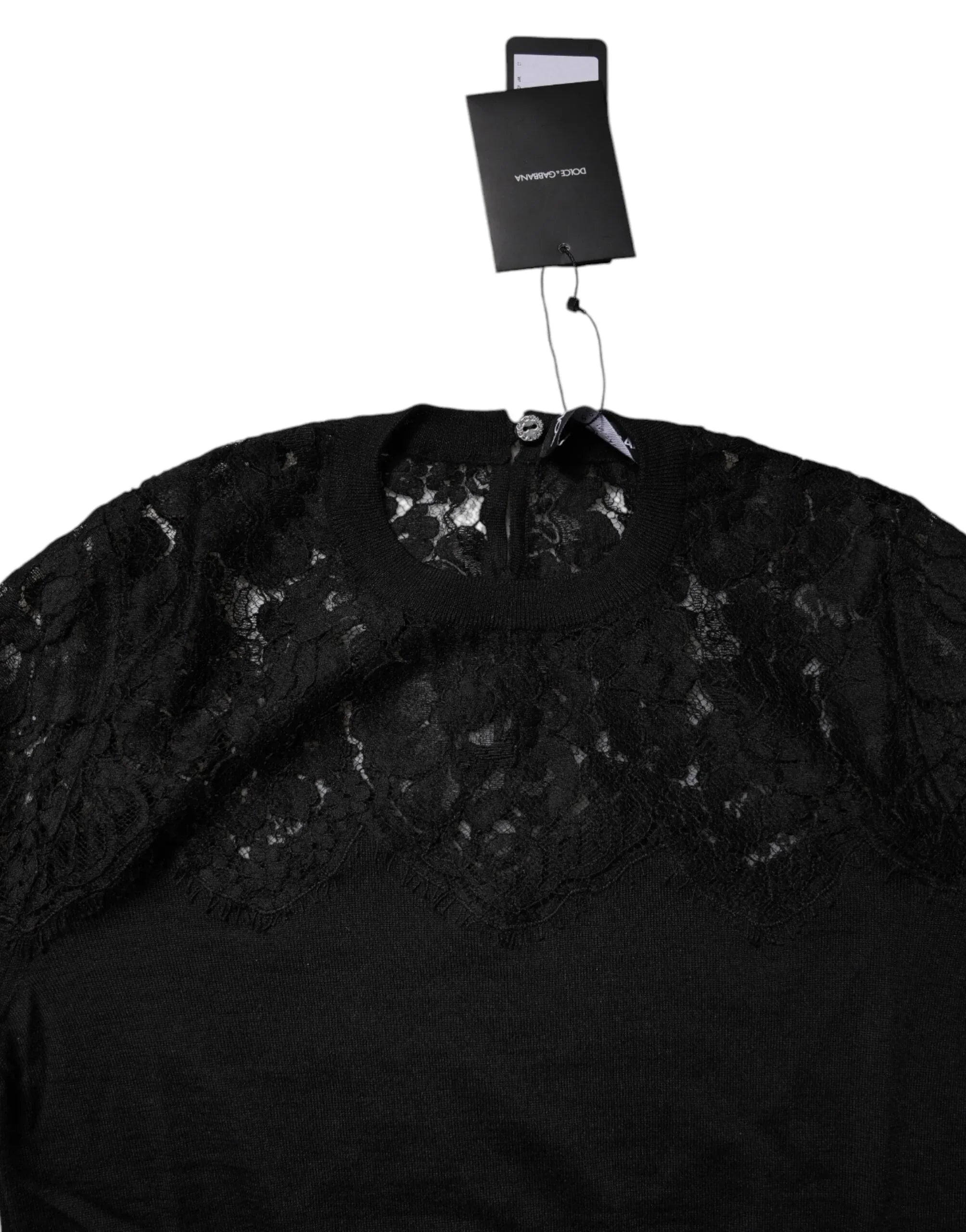 Dolce & Gabbana Black Floral Lace Long Sleeves Blouse Top - Zeiniez