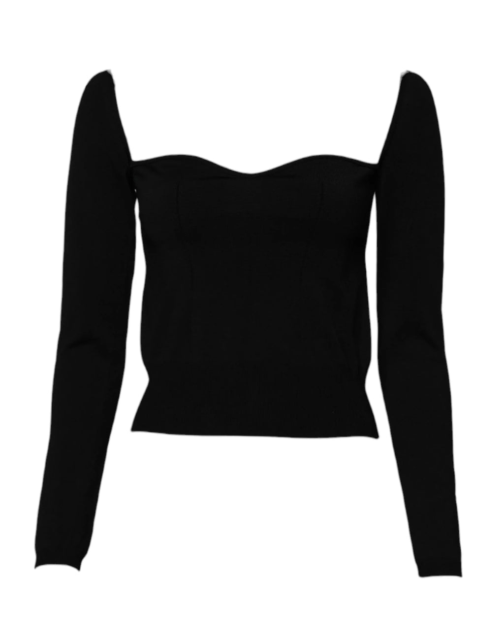 Dolce & Gabbana Black Square Neckline Long Sleeves Sweater - Zeiniez