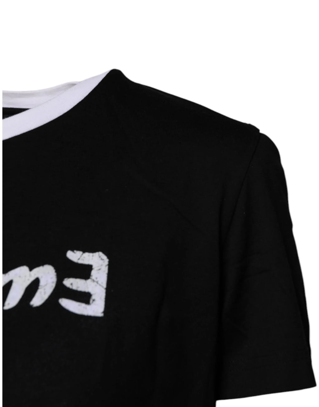 Dolce & Gabbana Black Printed Round Neck Top Cotton T-shirt - Zeiniez