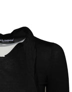 Dolce & Gabbana Black Cashmere Ascot Collar Long Sleeve Top - Zeiniez