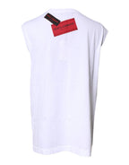 Dolce & Gabbana White Floral Graphic Print Sleeveless Tank Top - Zeiniez
