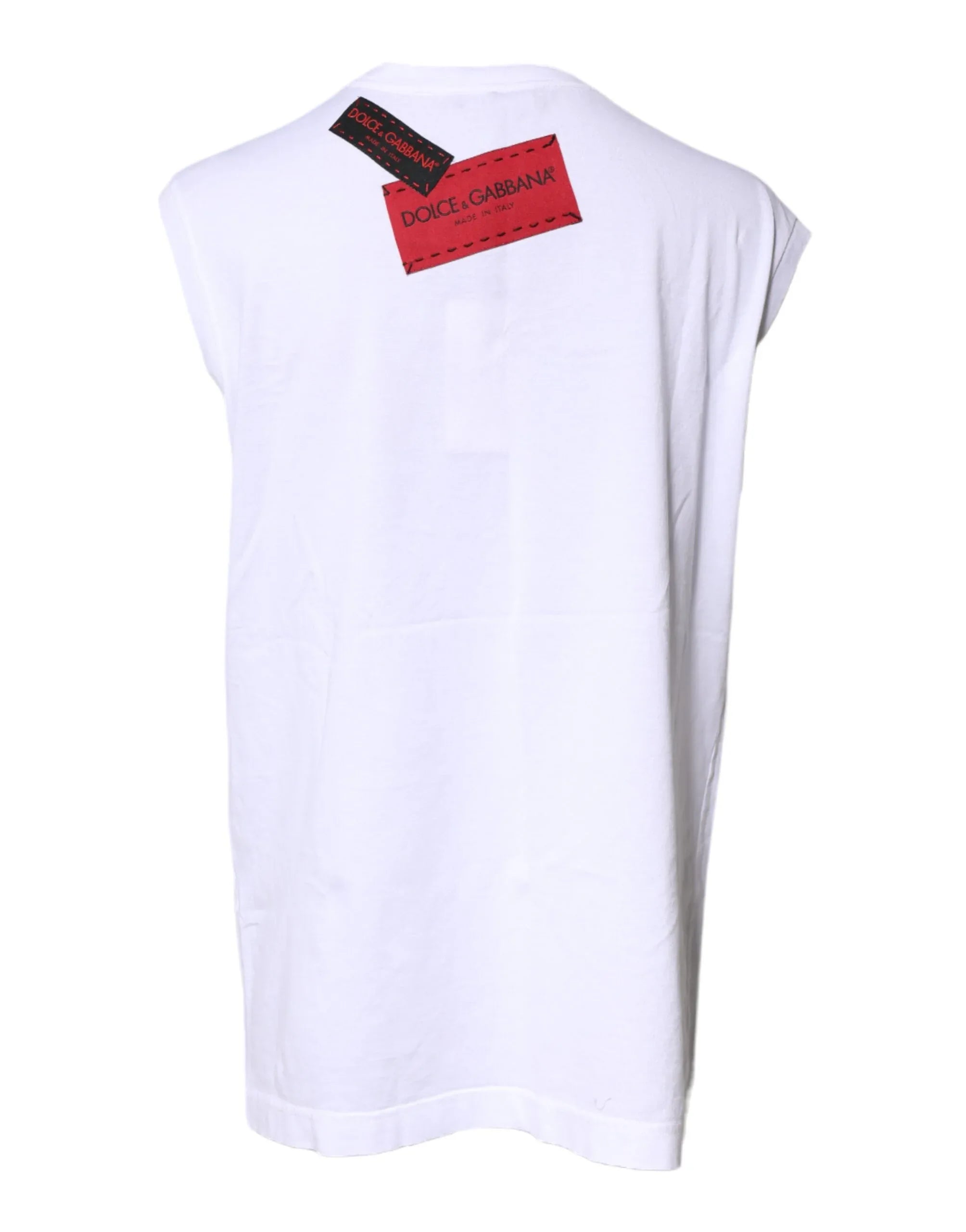 Dolce & Gabbana White Floral Graphic Print Sleeveless Tank Top - Zeiniez