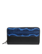 Dolce & Gabbana Black Blue Exotic Leather Embossed Continental Wallet - Zeiniez