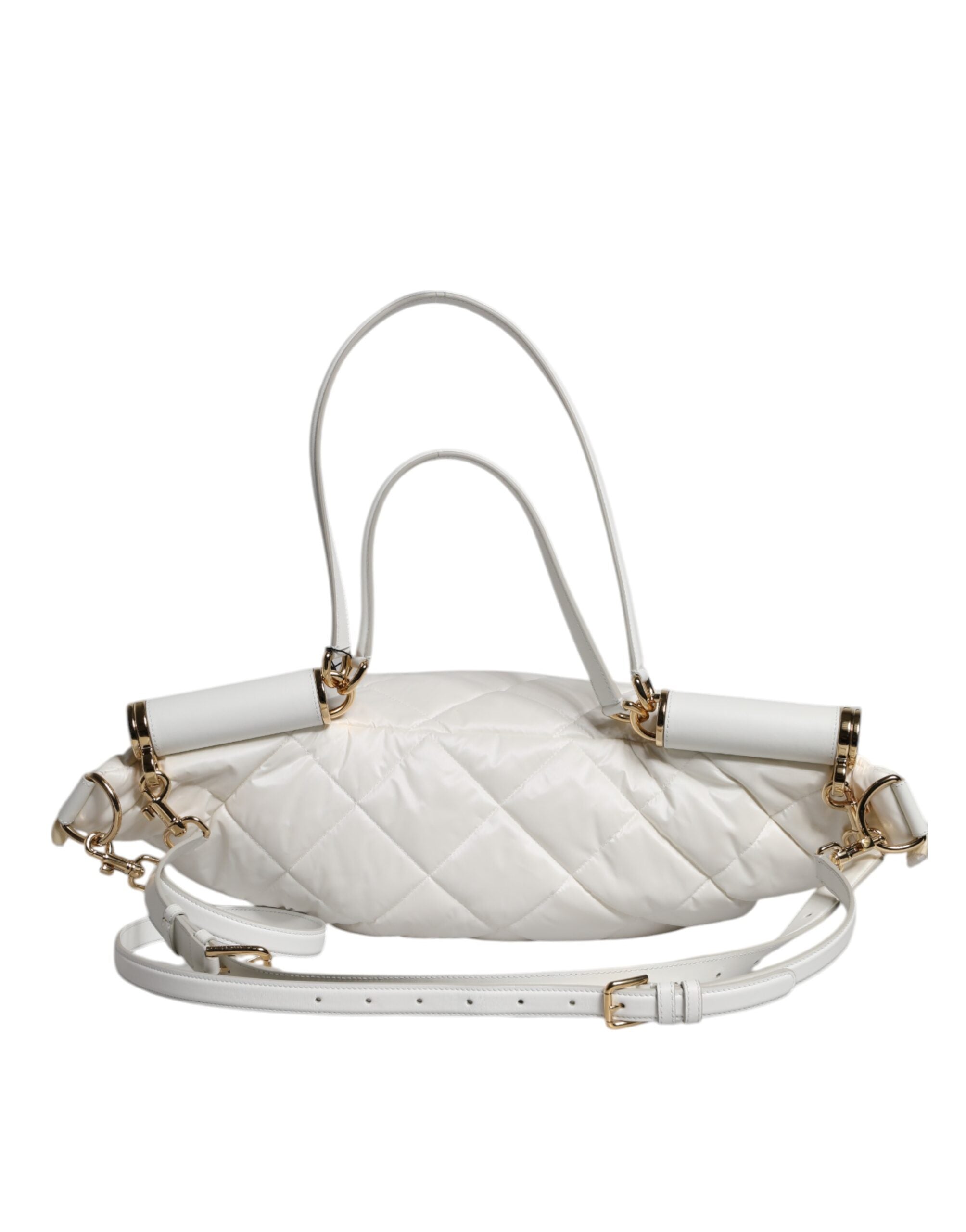 Dolce & Gabbana White Quilted Logo Plaque Belt Waist Fanny Pack Bag - Zeiniez