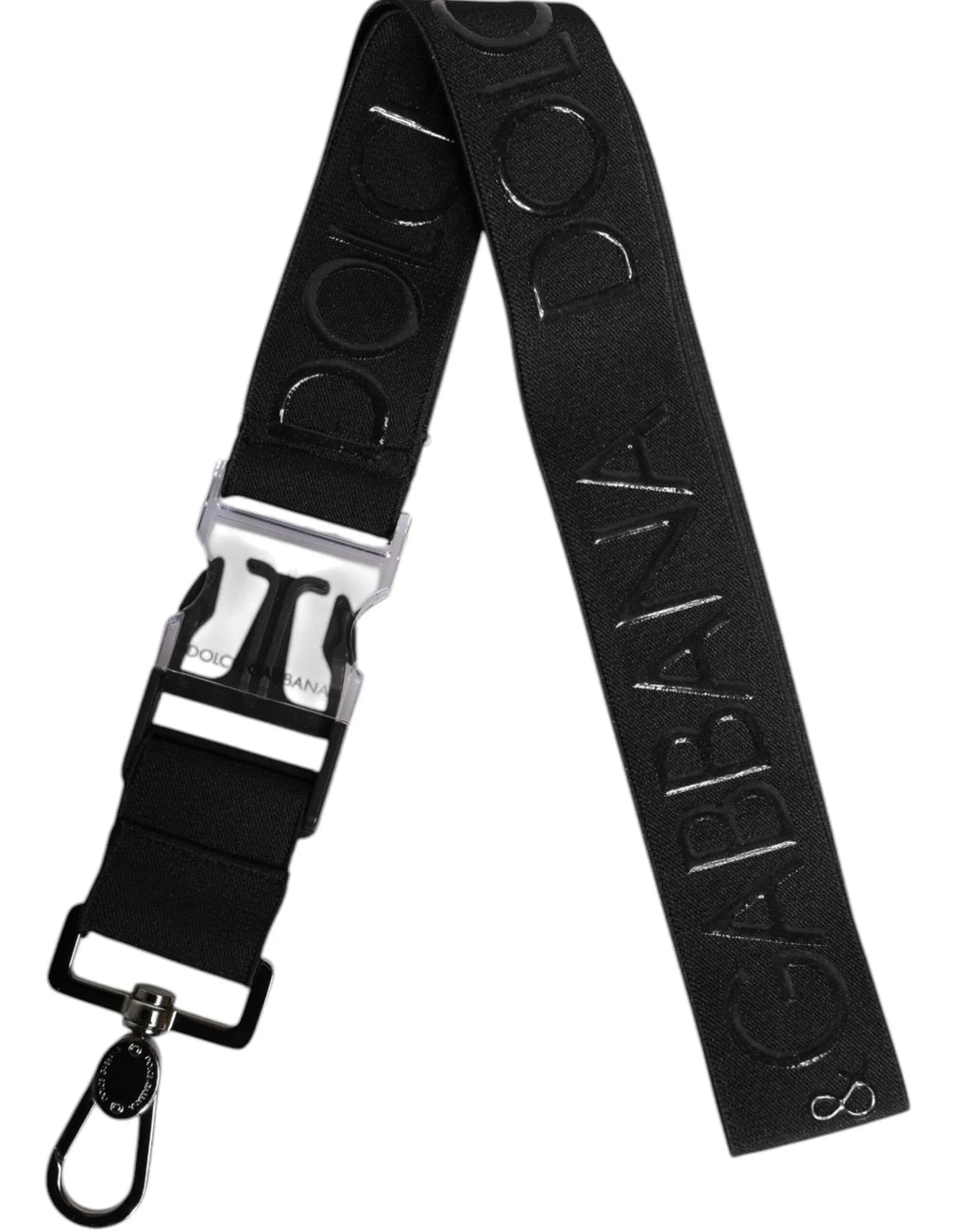 Dolce & Gabbana Black Stretch Polyester Rubberised DG Logo Keychain - Zeiniez