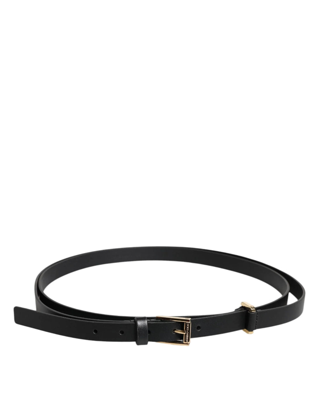 Dolce & Gabbana Black Calf Leather Gold Metal Buckle Belt - Zeiniez