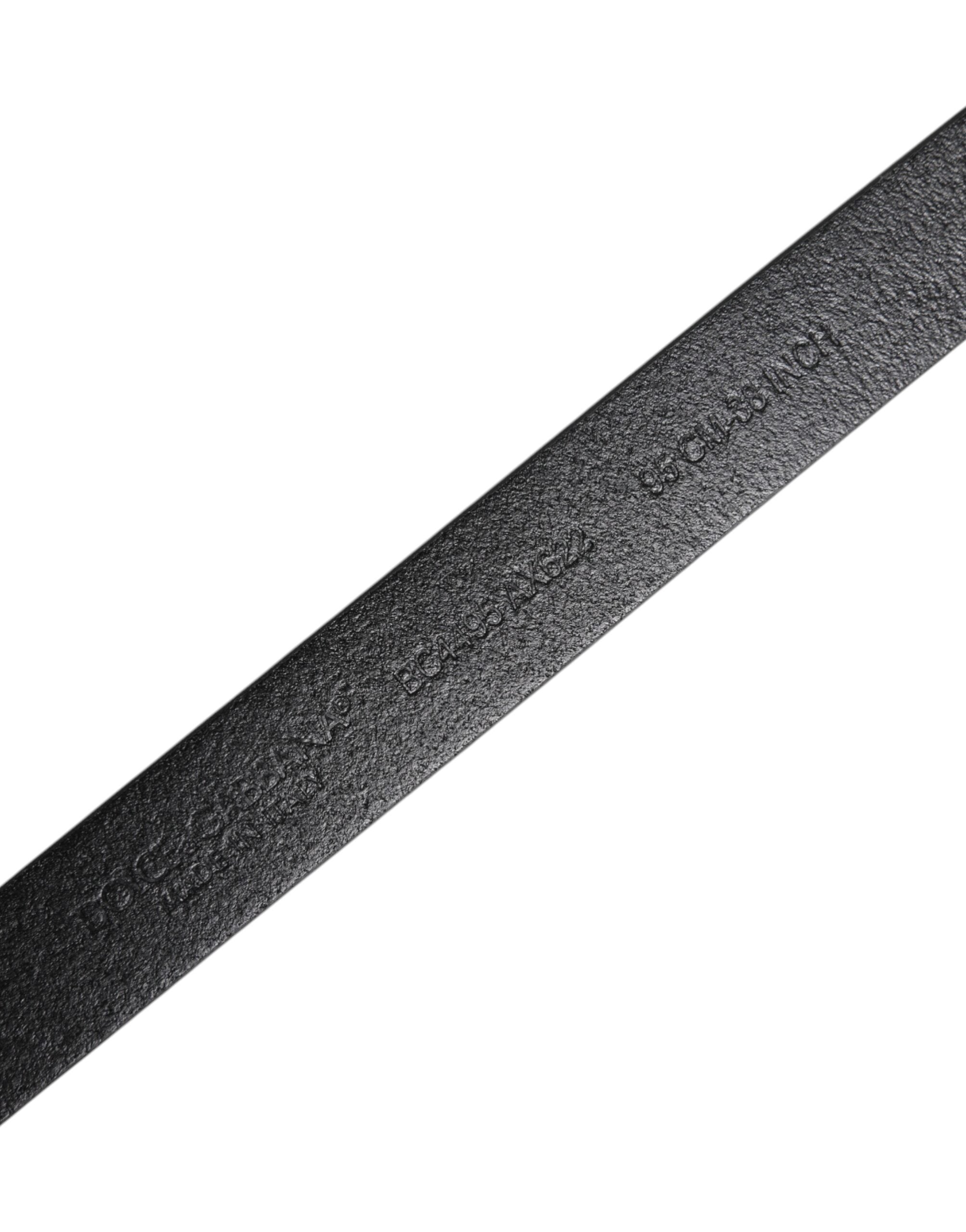 Dolce & Gabbana Black Calf Leather Gold Metal Buckle Belt - Zeiniez