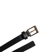 Dolce & Gabbana Black Calf Leather Gold Metal Buckle Belt - Zeiniez