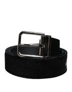 Dolce & Gabbana Black Cotton Silver Tone Metal Buckle Belt - Zeiniez