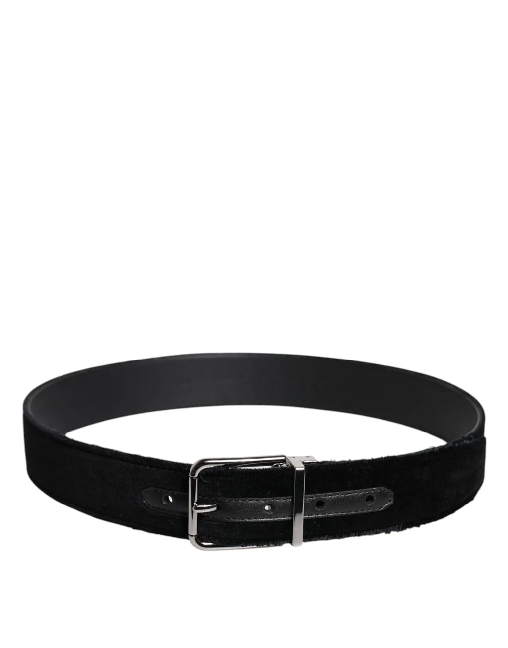 Dolce & Gabbana Black Cotton Silver Tone Metal Buckle Belt - Zeiniez