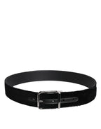 Dolce & Gabbana Black Cotton Silver Tone Metal Buckle Belt - Zeiniez