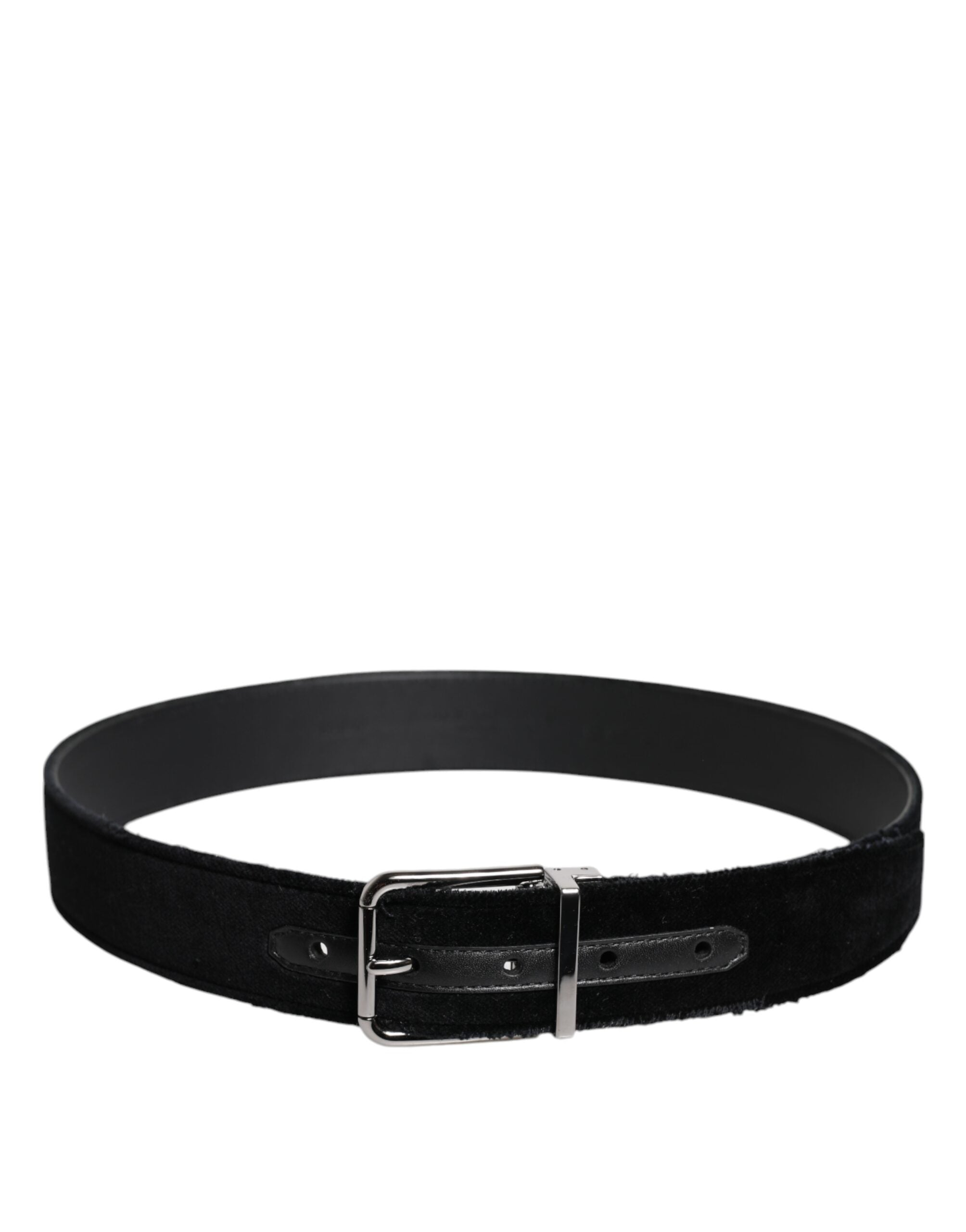 Dolce & Gabbana Black Cotton Silver Tone Metal Buckle Belt - Zeiniez