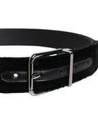 Dolce & Gabbana Black Cotton Silver Tone Metal Buckle Belt - Zeiniez