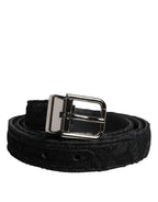 Dolce & Gabbana Black Cotton Blend Silver Metal Buckle Belt - Zeiniez