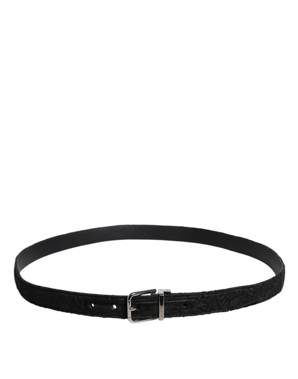 Dolce & Gabbana Black Cotton Blend Silver Metal Buckle Belt - Zeiniez