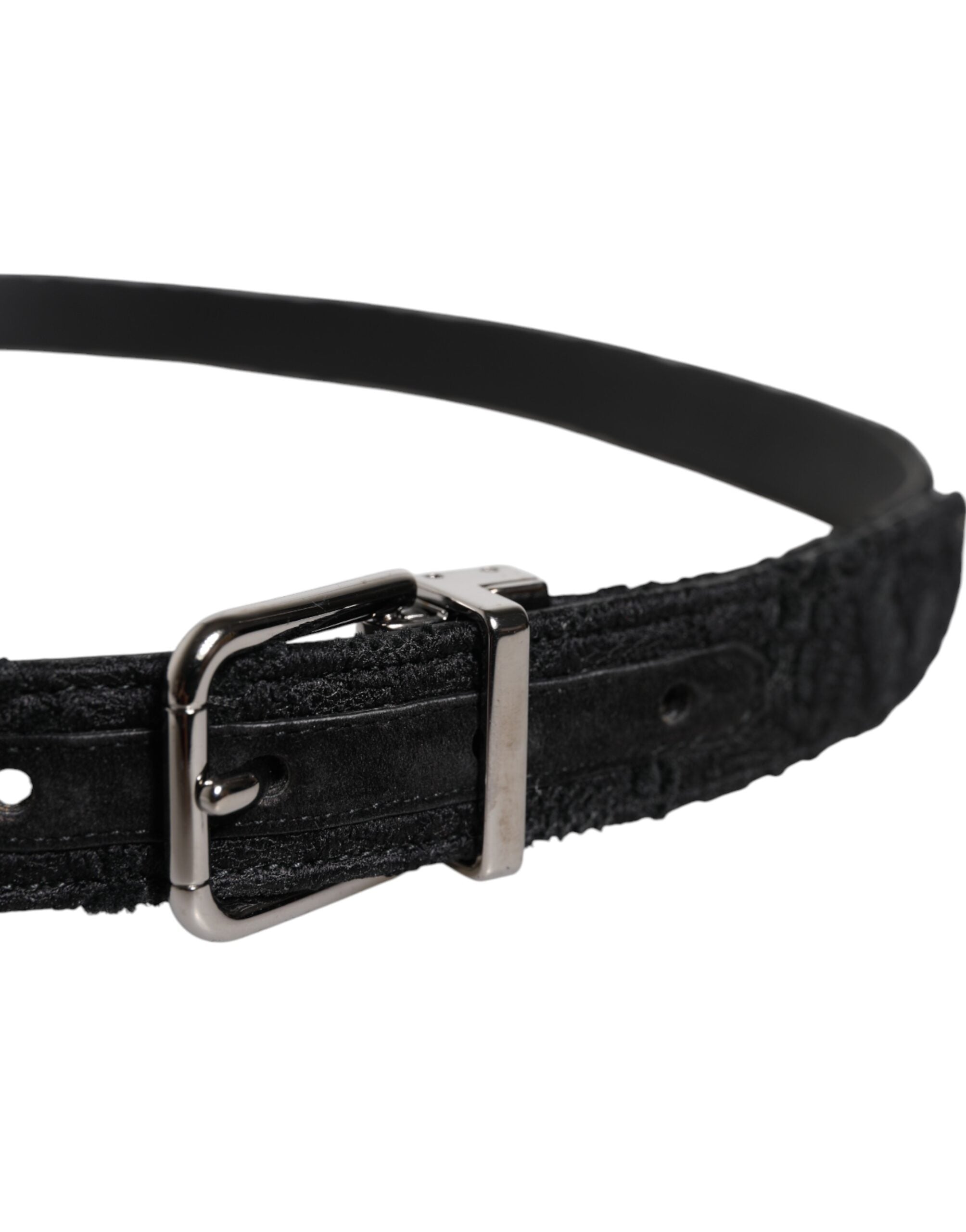 Dolce & Gabbana Black Cotton Blend Silver Metal Buckle Belt - Zeiniez