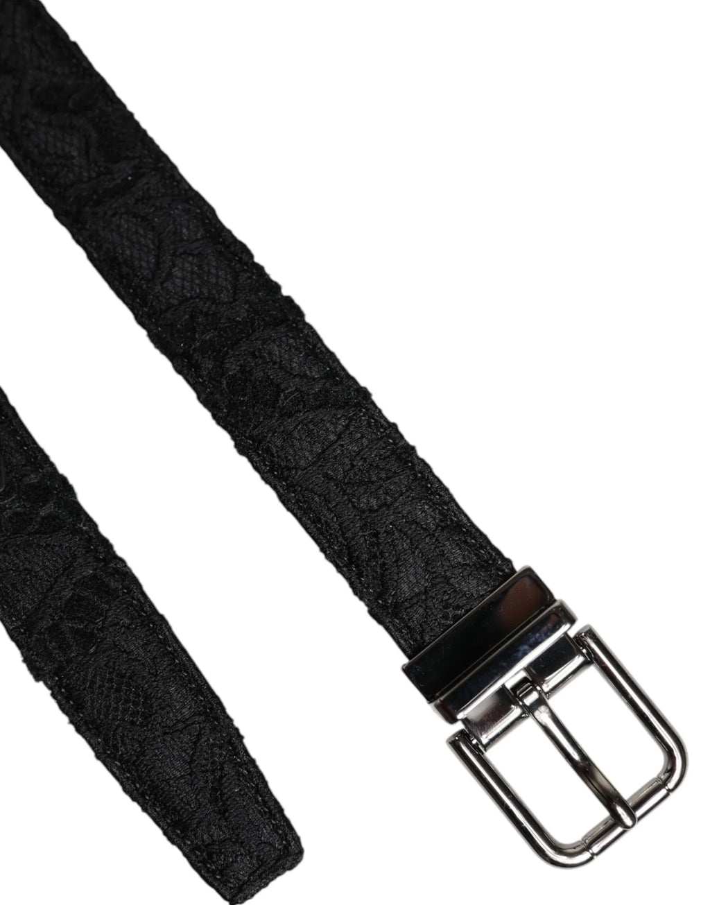 Dolce & Gabbana Black Cotton Blend Silver Metal Buckle Belt - Zeiniez