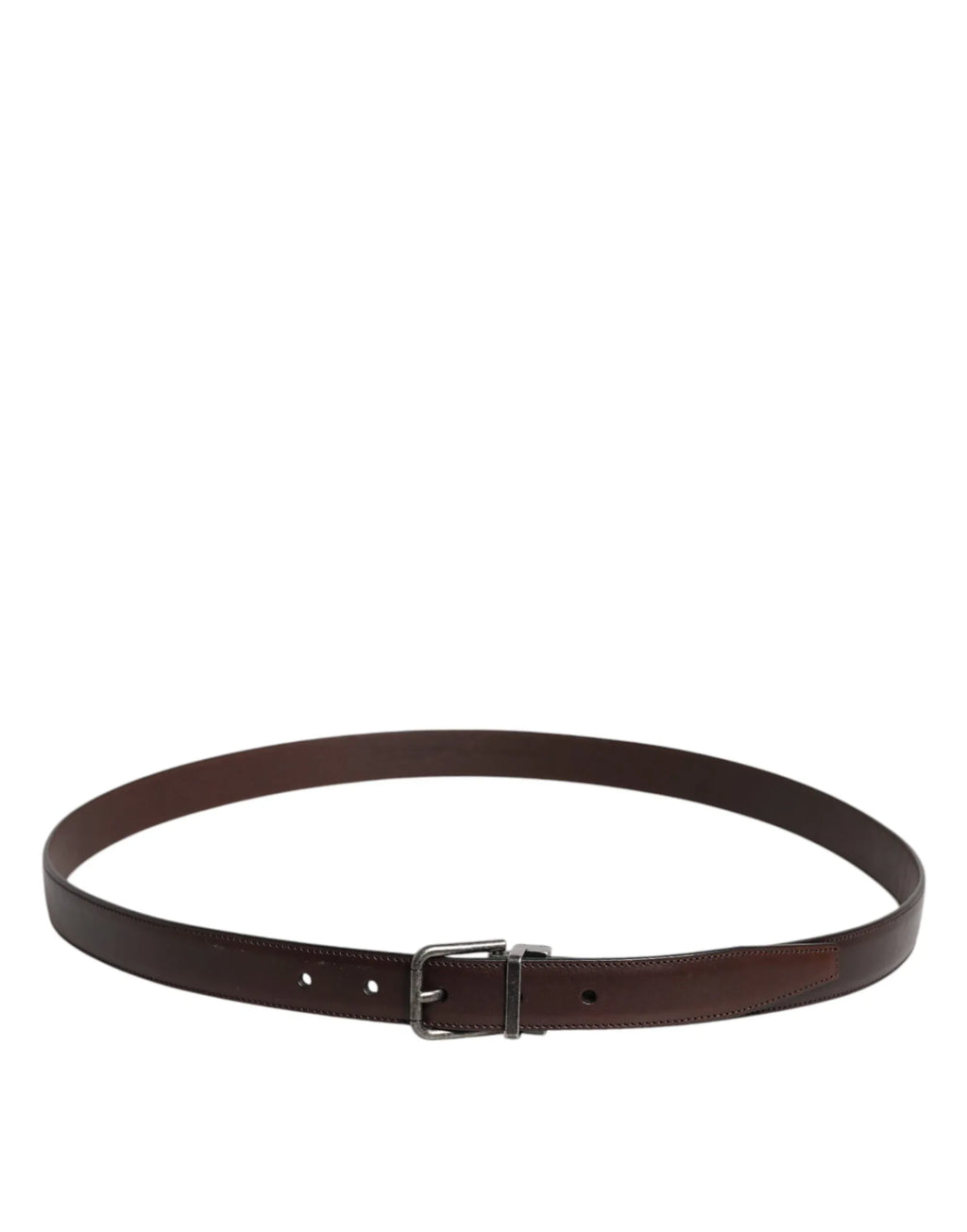 Dolce & Gabbana Brown Leather Silver Metal Buckle Belt - Zeiniez