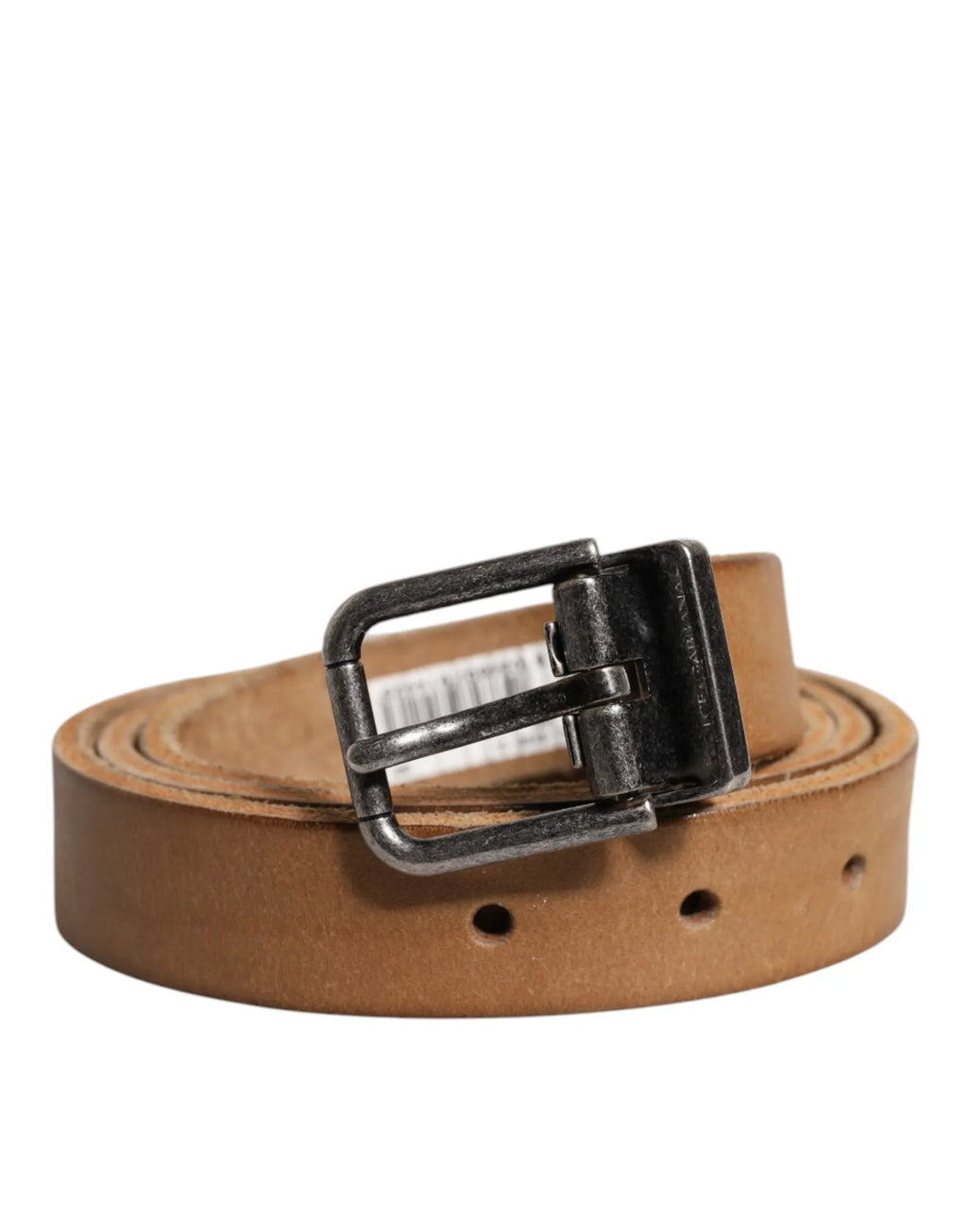 Dolce & Gabbana Brown Leather Silver Tone Metal Buckle Belt - Zeiniez