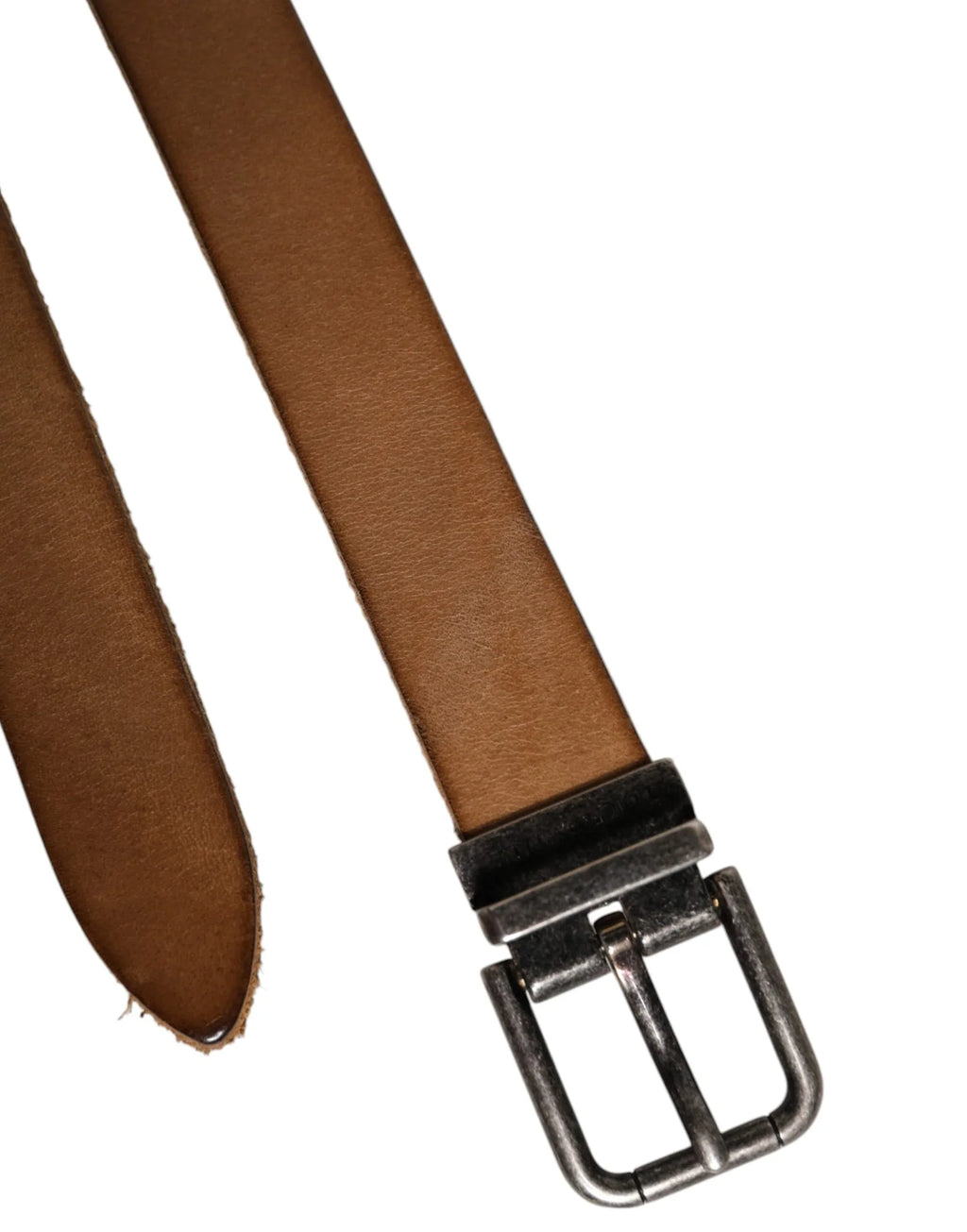 Dolce & Gabbana Brown Leather Silver Tone Metal Buckle Belt - Zeiniez