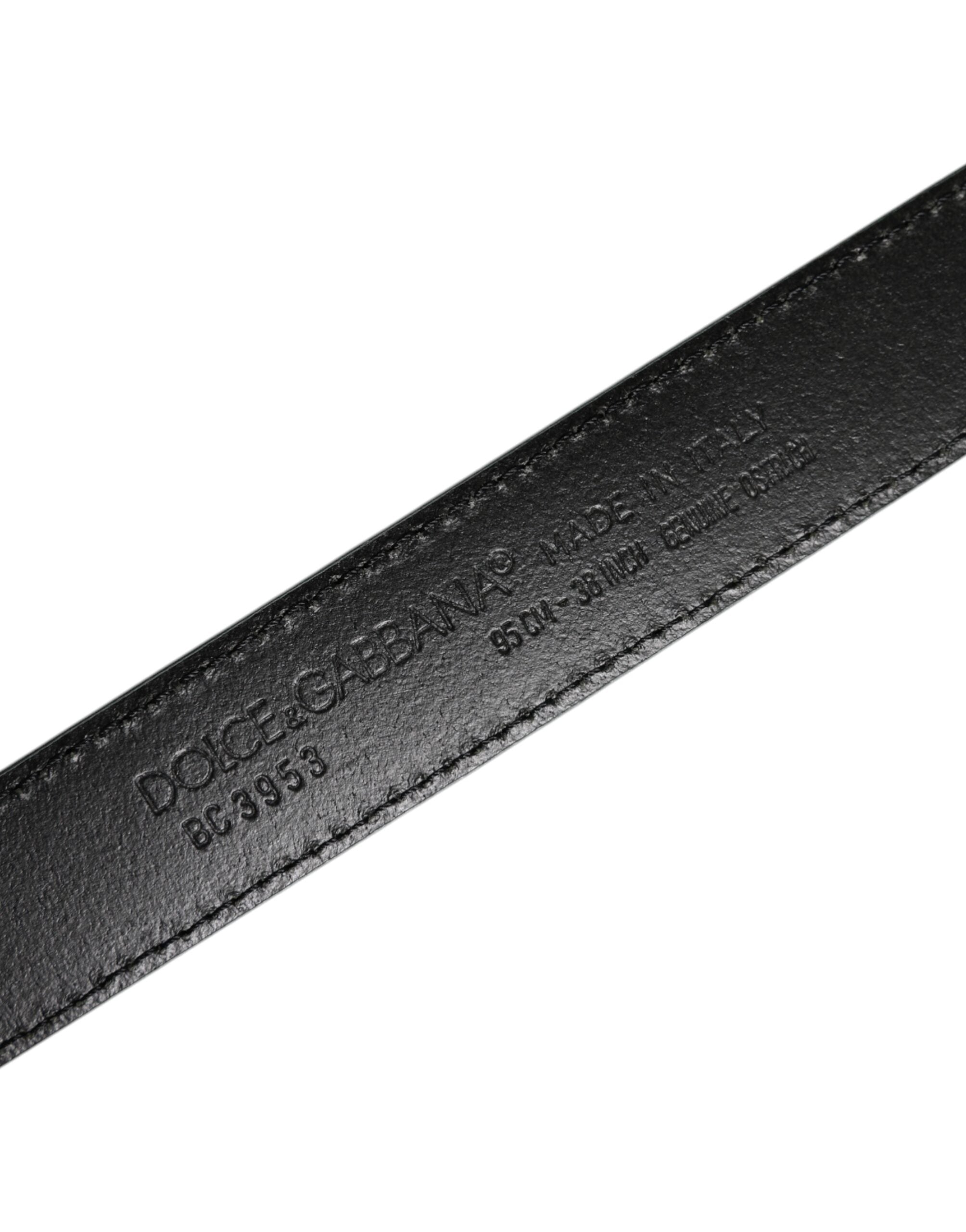 Dolce & Gabbana Green Leather Silver Tone Metal Buckle Belt - Zeiniez