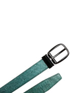 Dolce & Gabbana Green Leather Silver Tone Metal Buckle Belt - Zeiniez