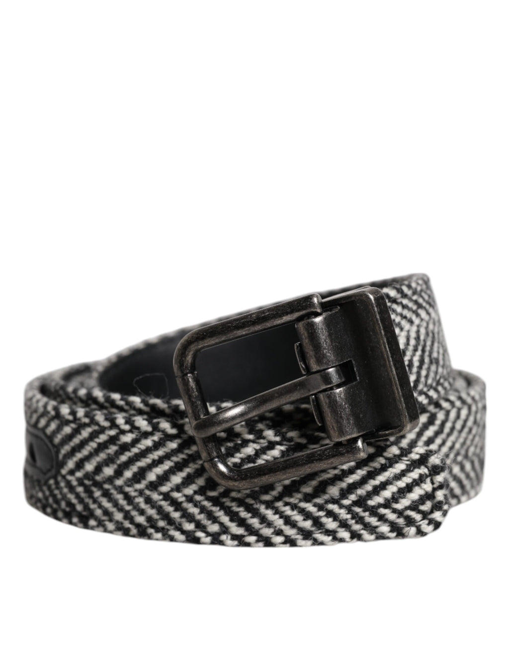 Dolce & Gabbana Black White Silver Tone Metal Buckle Belt - Zeiniez