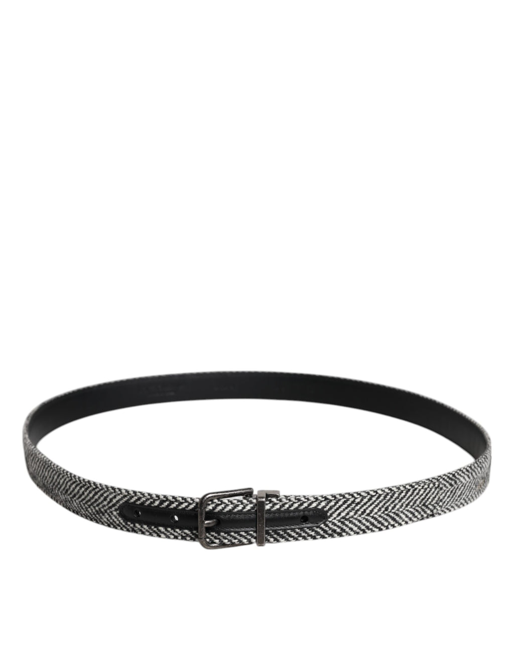 Dolce & Gabbana Black White Silver Tone Metal Buckle Belt - Zeiniez