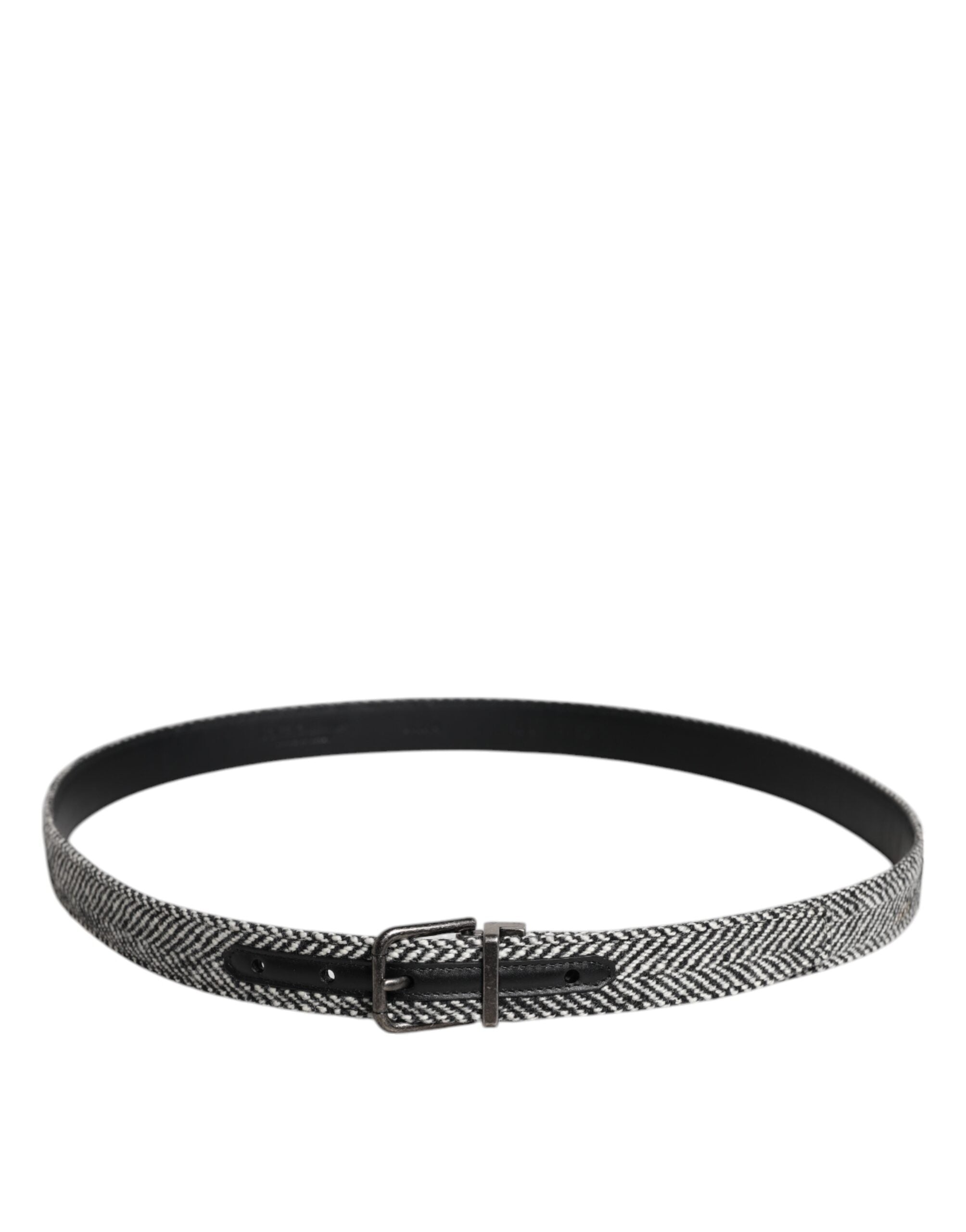 Dolce & Gabbana Black White Silver Tone Metal Buckle Belt - Zeiniez