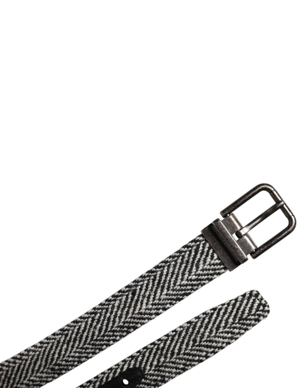 Dolce & Gabbana Black White Silver Tone Metal Buckle Belt - Zeiniez