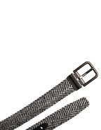 Dolce & Gabbana Black White Silver Tone Metal Buckle Belt - Zeiniez