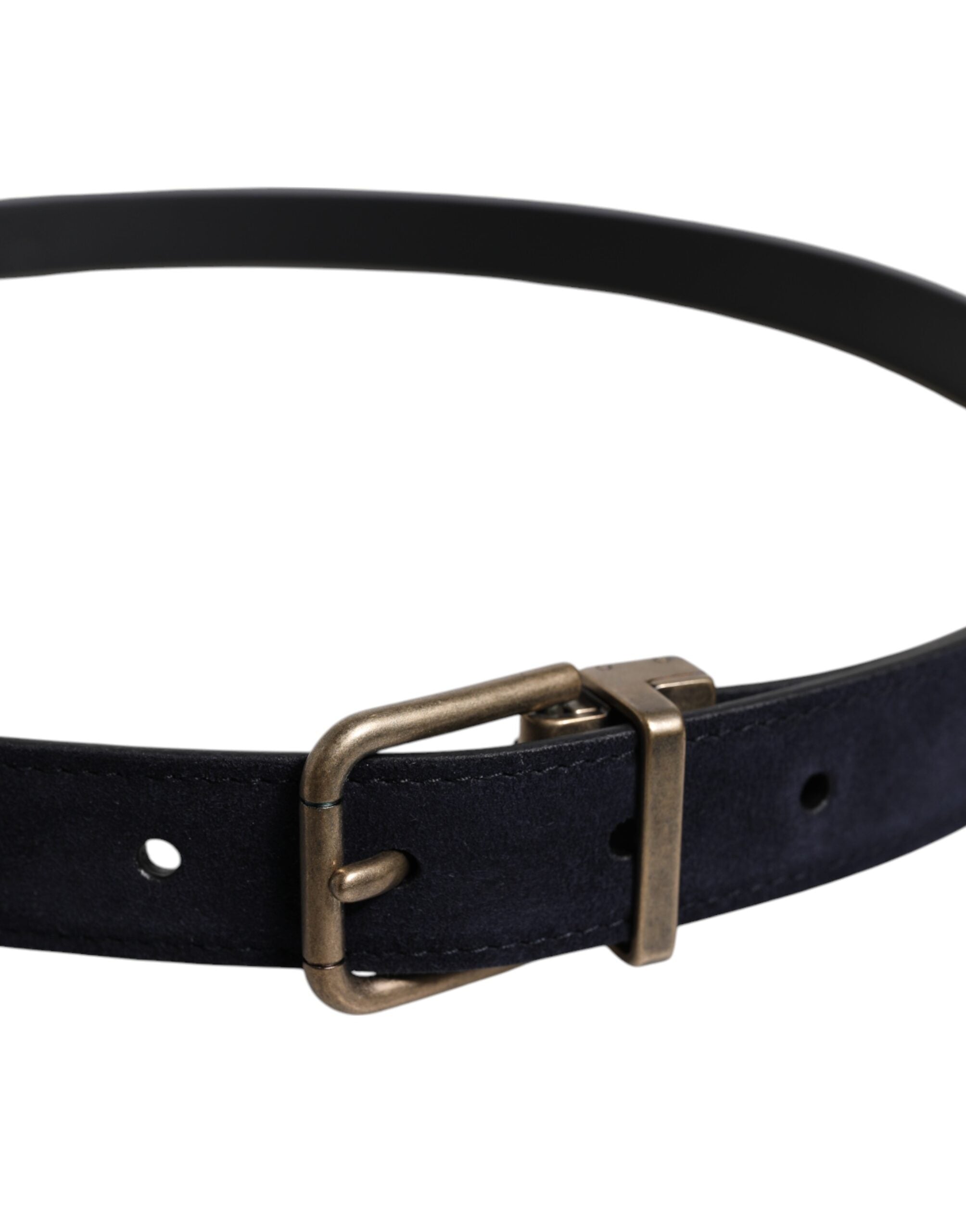 Dolce & Gabbana Black Goat Leather Metal Buckle Classic Belt - Zeiniez