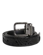 Dolce & Gabbana Black Exotic Leather Metal Logo Buckle Belt - Zeiniez