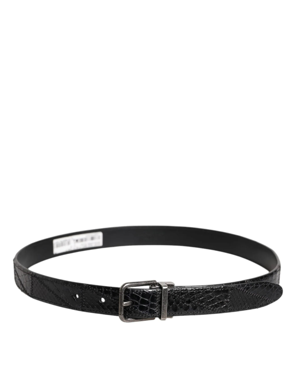 Dolce & Gabbana Black Exotic Leather Metal Logo Buckle Belt - Zeiniez