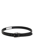 Dolce & Gabbana Black Exotic Leather Metal Logo Buckle Belt - Zeiniez