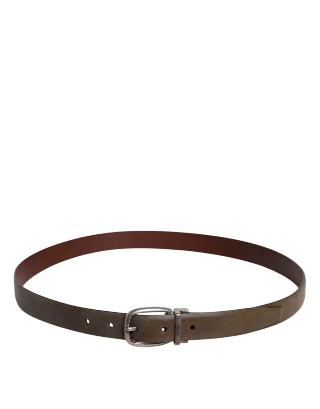 Dolce & Gabbana Brown Leather Classic Metal Logo Buckle Belt - Zeiniez