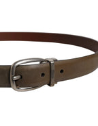 Dolce & Gabbana Brown Leather Classic Metal Logo Buckle Belt - Zeiniez