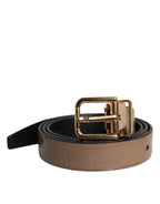 Dolce & Gabbana Brown Leather Classic Metal Logo Buckle Belt - Zeiniez