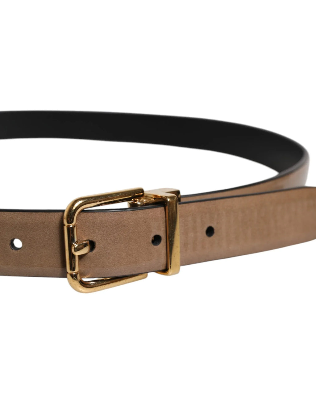 Dolce & Gabbana Brown Leather Classic Metal Logo Buckle Belt - Zeiniez