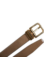 Dolce & Gabbana Brown Leather Classic Metal Logo Buckle Belt - Zeiniez