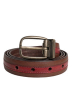 Dolce & Gabbana Burgundy Leather Metal Logo Buckle Belt - Zeiniez