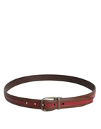 Dolce & Gabbana Burgundy Leather Metal Logo Buckle Belt - Zeiniez
