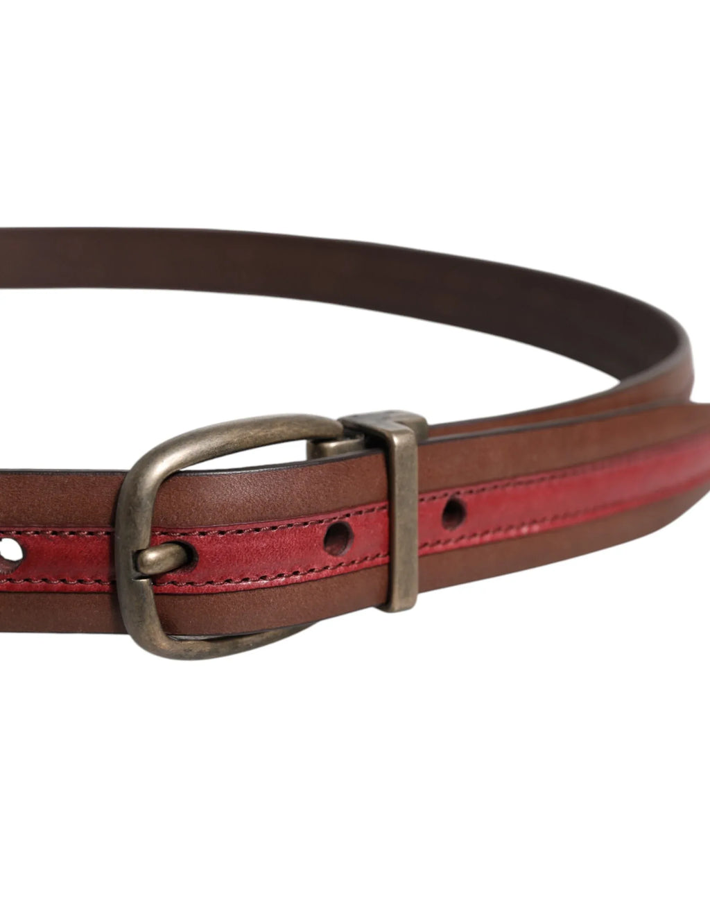Dolce & Gabbana Burgundy Leather Metal Logo Buckle Belt - Zeiniez