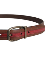 Dolce & Gabbana Burgundy Leather Metal Logo Buckle Belt - Zeiniez