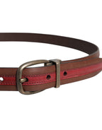 Dolce & Gabbana Burgundy Leather Metal Logo Buckle Belt