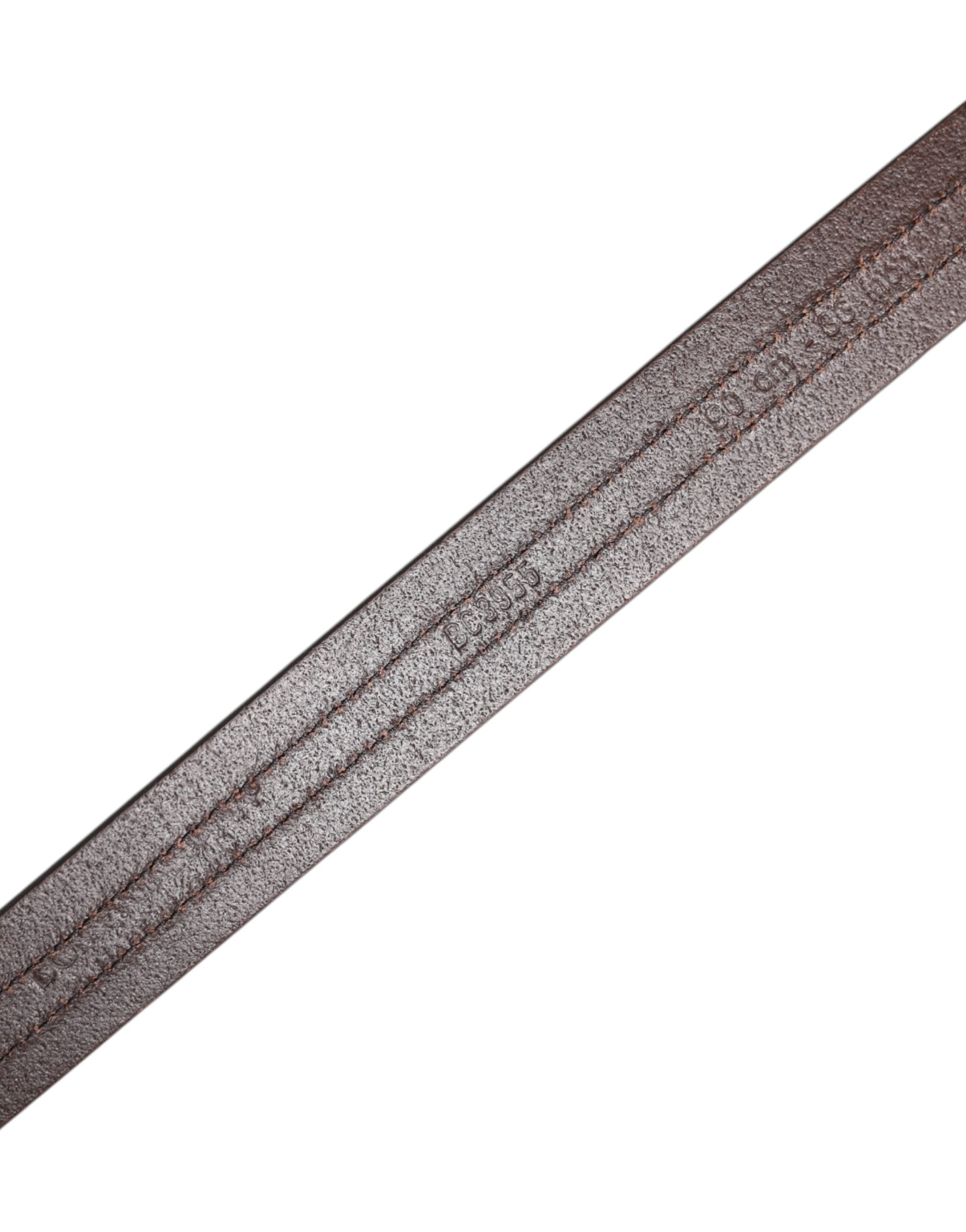 Dolce & Gabbana Burgundy Leather Metal Logo Buckle Belt - Zeiniez