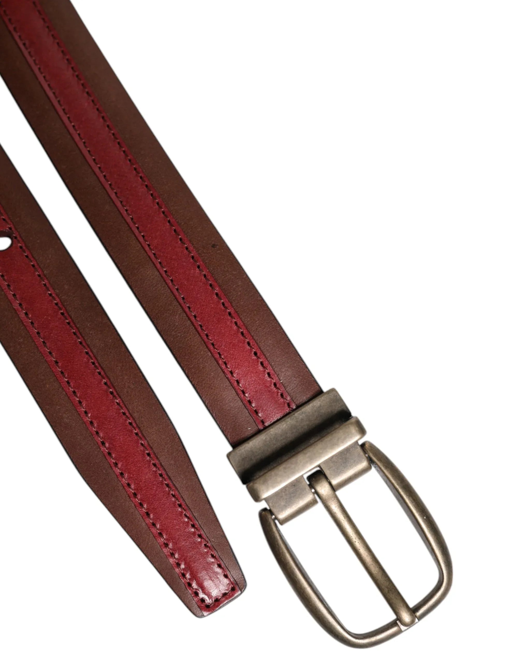 Dolce & Gabbana Burgundy Leather Metal Logo Buckle Belt - Zeiniez