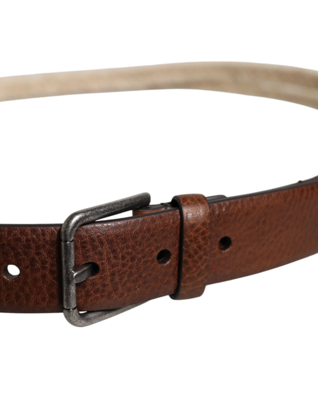 Dolce & Gabbana Brown Jute Leather Woven Metal Buckle Belt - Zeiniez