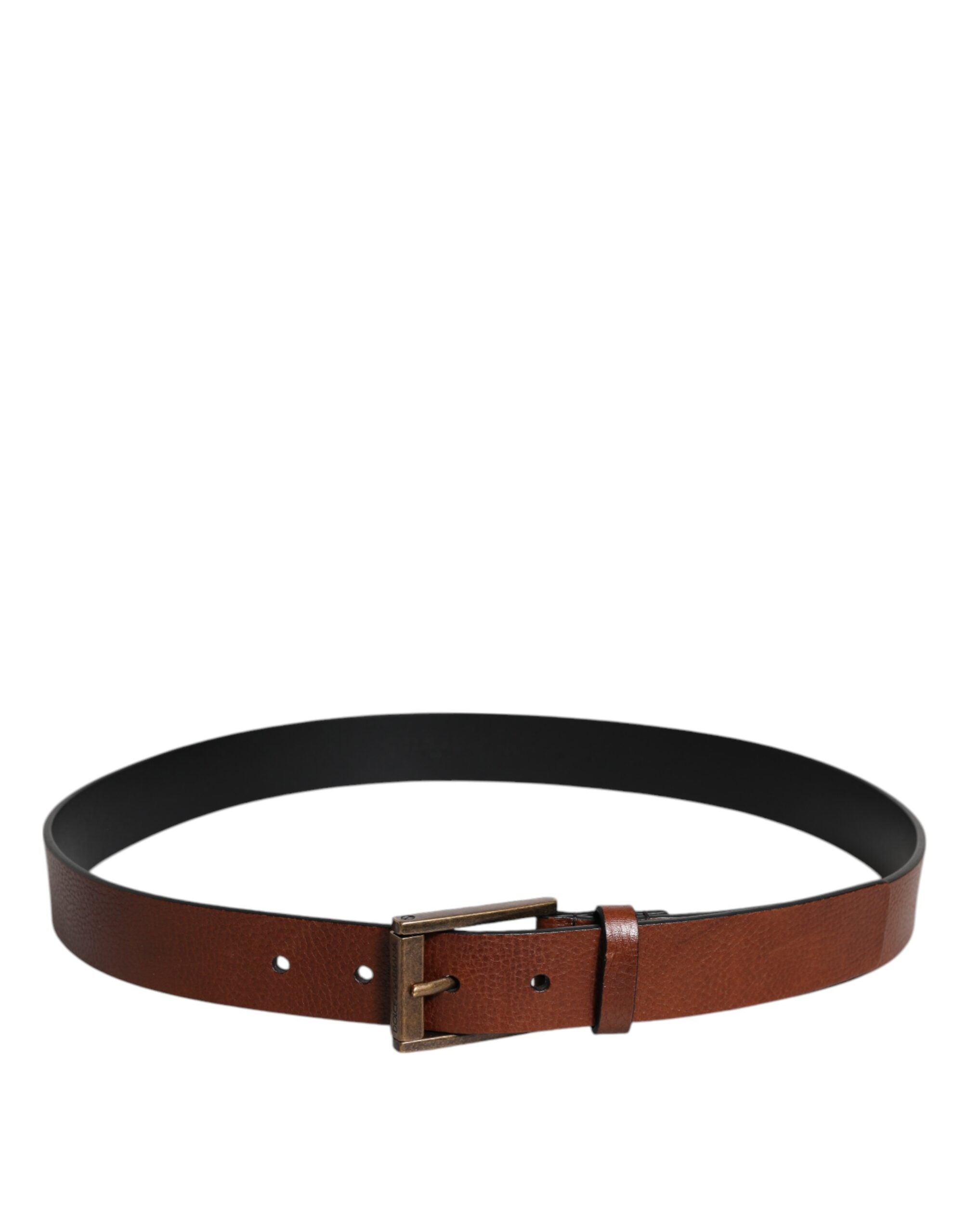 Dolce & Gabbana Brown Calf Leather Classic Metal Buckle Belt - Zeiniez