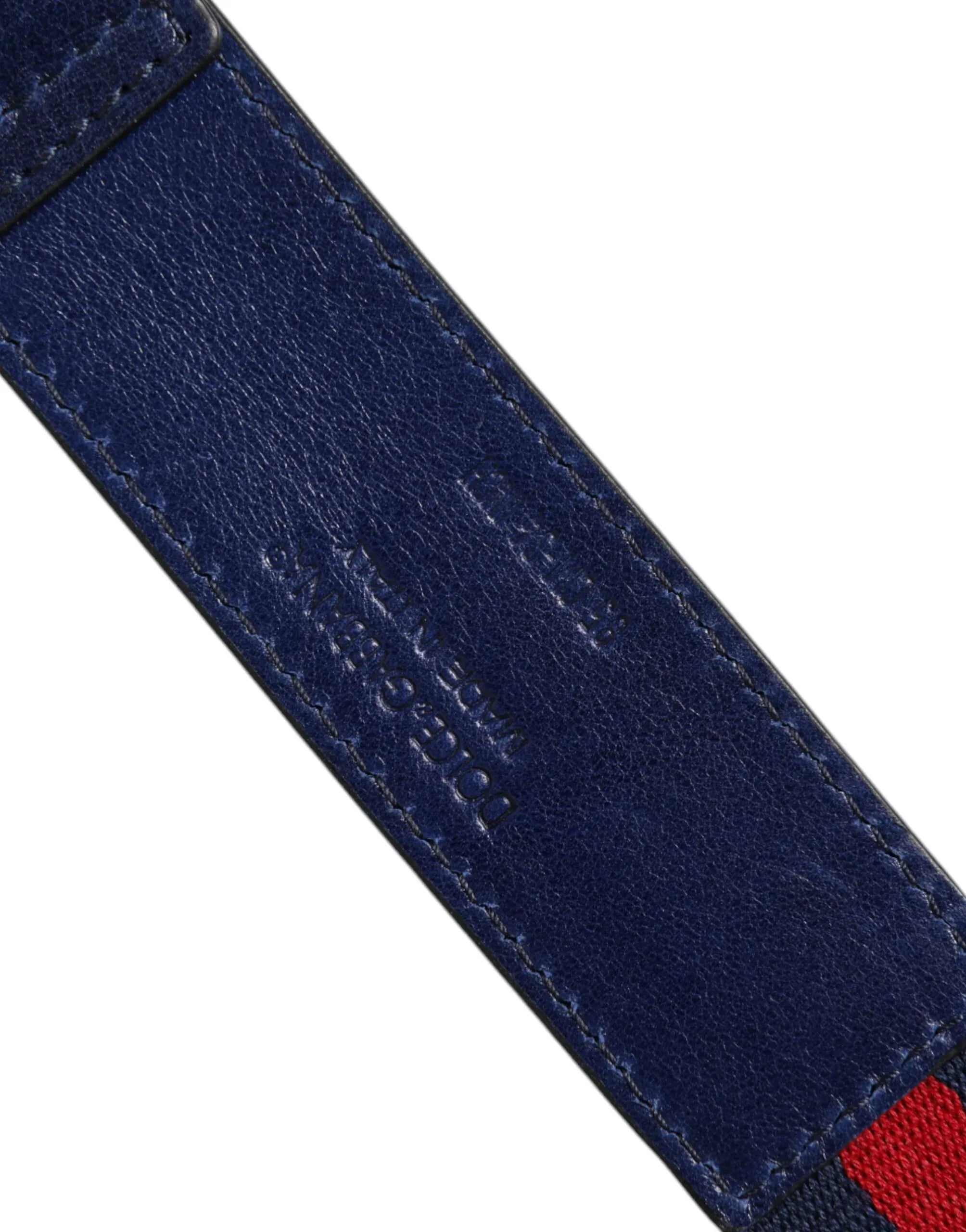 Dolce & Gabbana Blue Cotton Leather Printed Metal Buckle Belt - Zeiniez